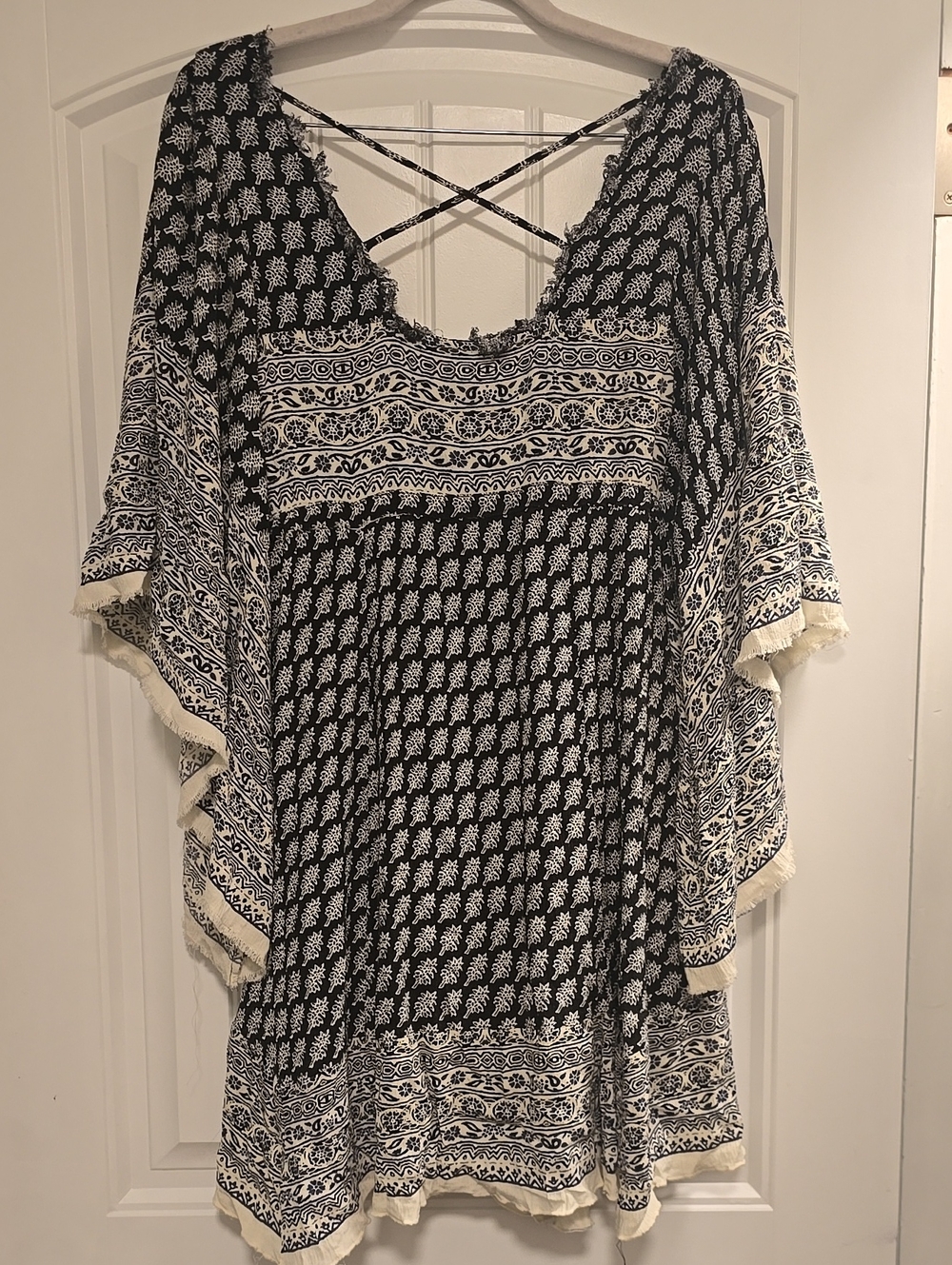 FREE PEOPLE Heart Of Gold Mini Dress Cinch Waist Boho Dramatic Sleeve - Picture 7 of 8